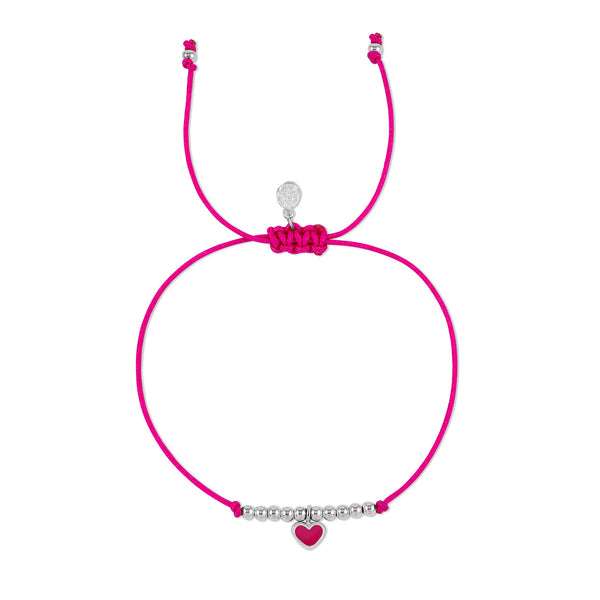 NTB12-S-PINK-Dower-and-Hall-Sterling-Silver-Enamel-Heart-Misanga-Pink-Cord-Bracelet