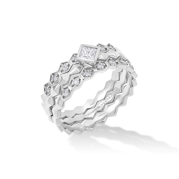    NTR-14W-BRANCUSI-TRIO-Dower-and-Hall-14k-White-Gold-Brancusi-Trio-Narrative-Ring-Stack