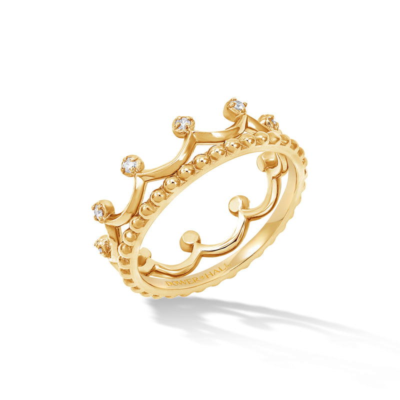 NTR-14Y-CORONET-Dower-and-Hall-14k-Yellow-Gold-Coronet-Narrative-Ring-Stack
