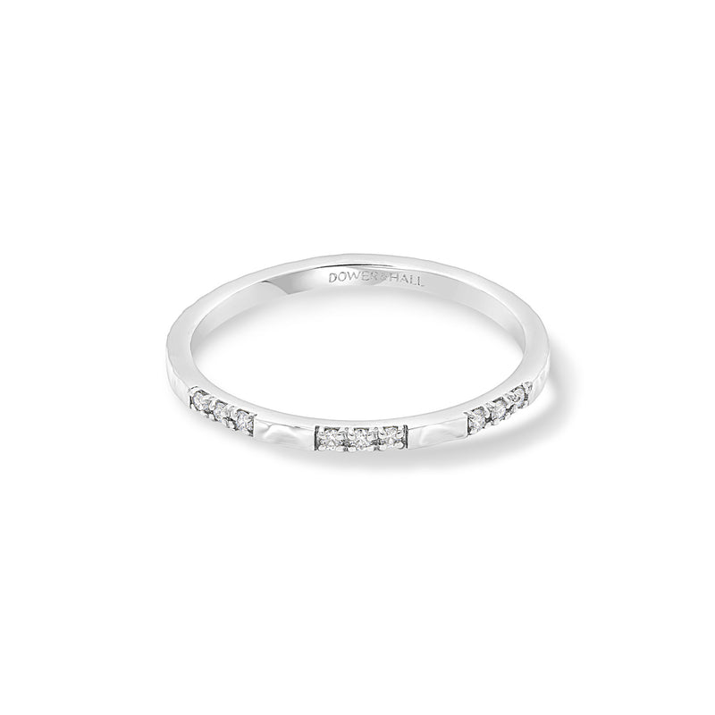 NTR11-14W-Dower-and-Hall-14k-White-Gold-Fine-Diamond-Set-Hammered-Narrative-Ring