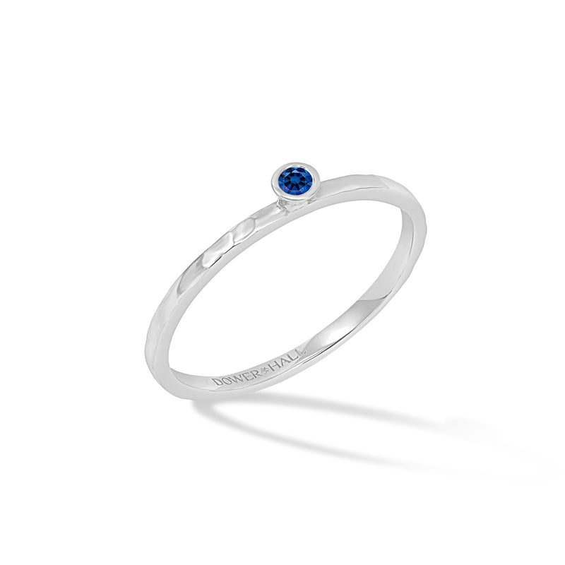 NTR12-14W-BSAPP-Dower-and-Hall-14k-White-Gold-Hammered-Narrative-Ring-with-2mm-Blue-Sapphire-1