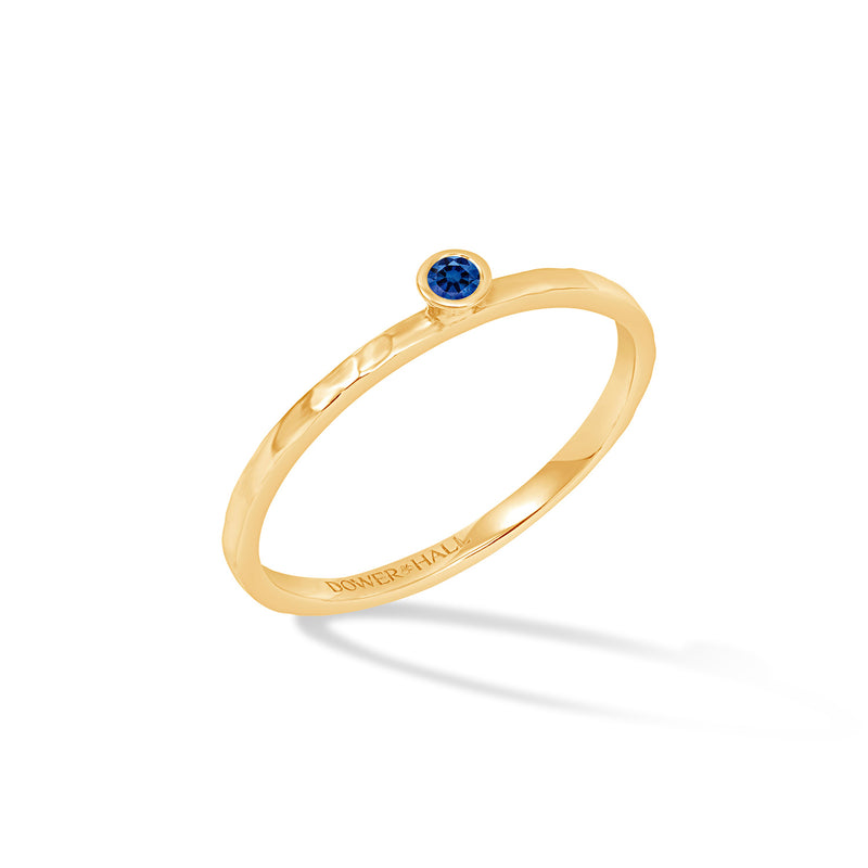 NTR12-14Y-BSAPP-Dower-and-Hall-14k-Yellow-Gold-Hammered-Narrative-Ring-with-2mm-Blue-Sapphire-1