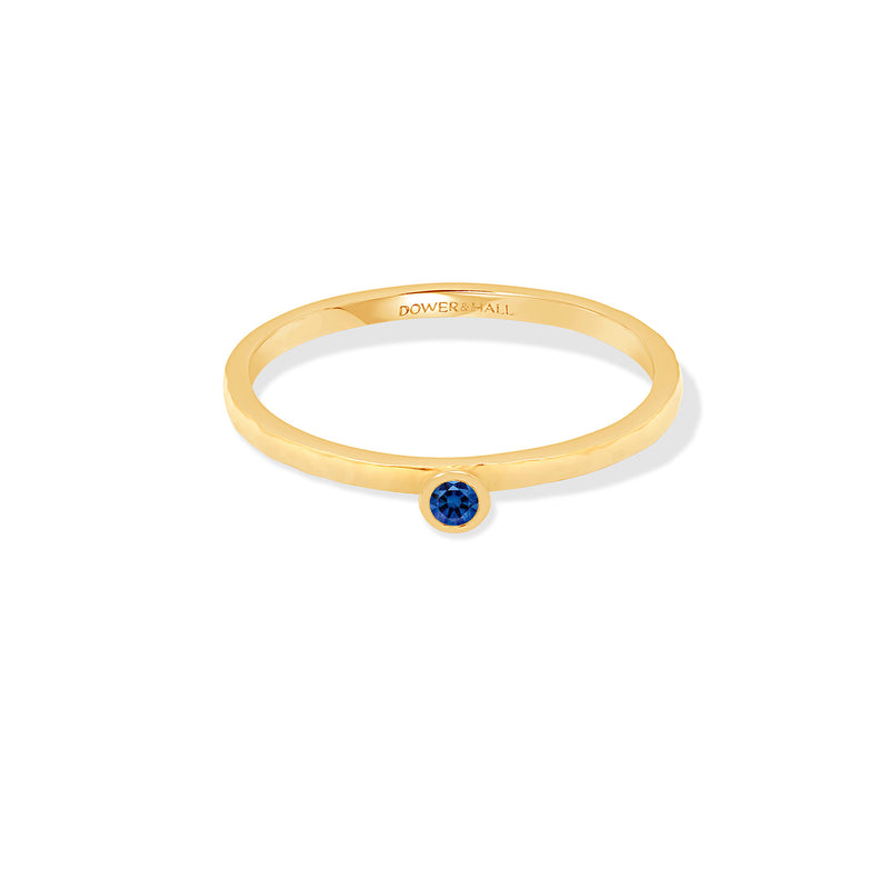 NTR12-14Y-BSAPP-Dower-and-Hall-14k-Yellow-Gold-Hammered-Narrative-Ring-with-2mm-Blue-Sapphire
