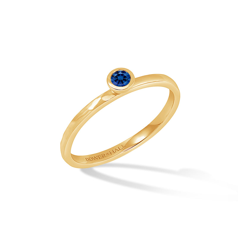 NTR13-14Y-BSAPP-Dower-and-Hall-14k-Yellow-Gold-Hammered-Narrative-Ring-with-3mm-Blue-Sapphire-1