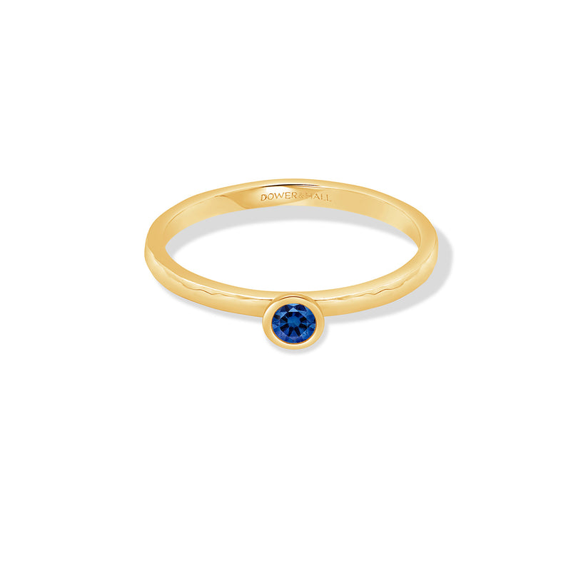 NTR13-14Y-BSAPP-Dower-and-Hall-14k-Yellow-Gold-Hammered-Narrative-Ring-with-3mm-Blue-Sapphire
