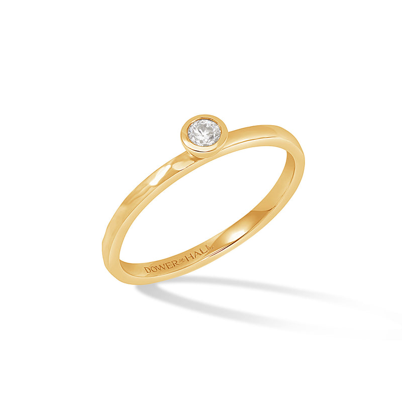 NTR13-14Y-DIA-Dower-and-Hall-14k-Yellow-Gold-Hammered-Narrative-Ring-with-3mm-Diamond