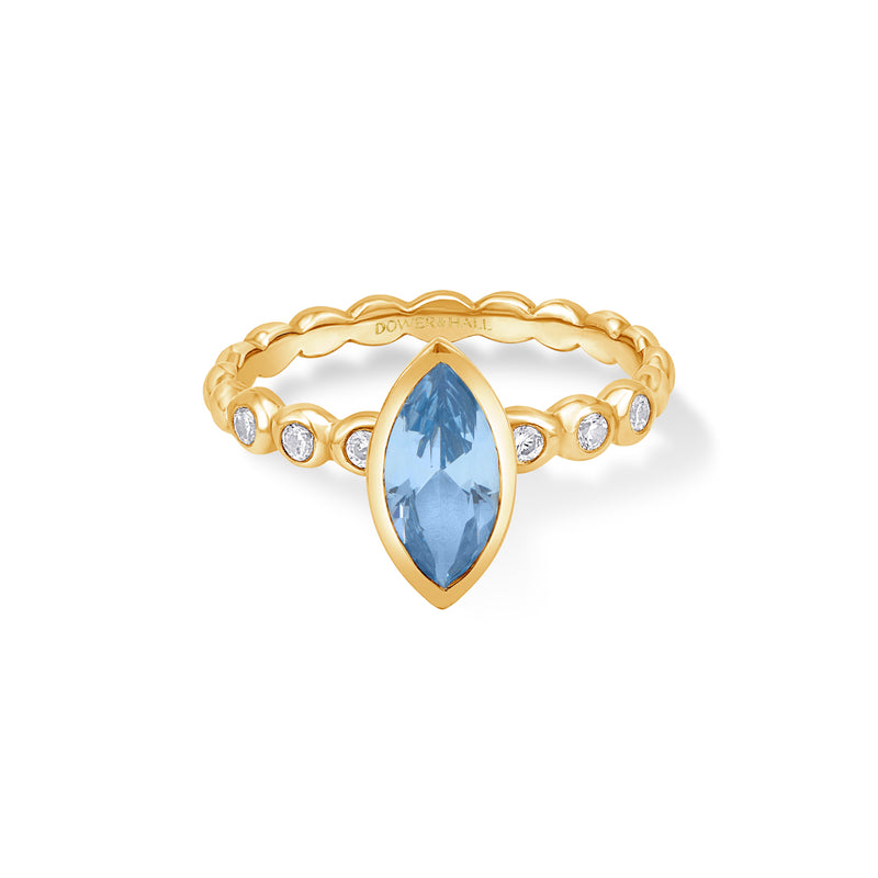 Dower-and-Hall-18k-Yellow-Gold-Bubbles-Narrative-Ring-with-Marquise-Aquamarine