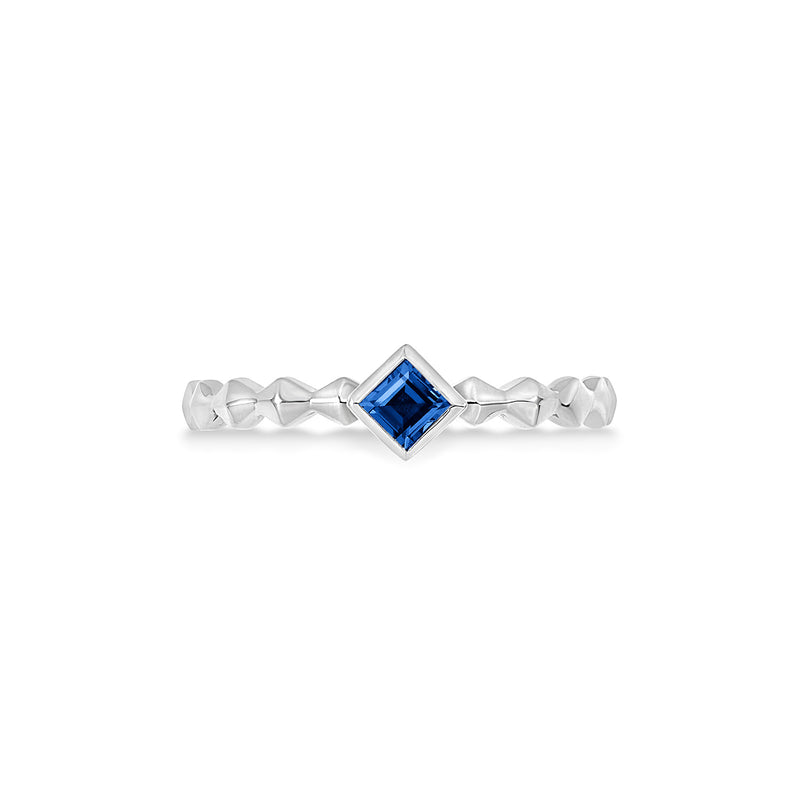14k Brancusi Cube Sapphire Narrative Ring