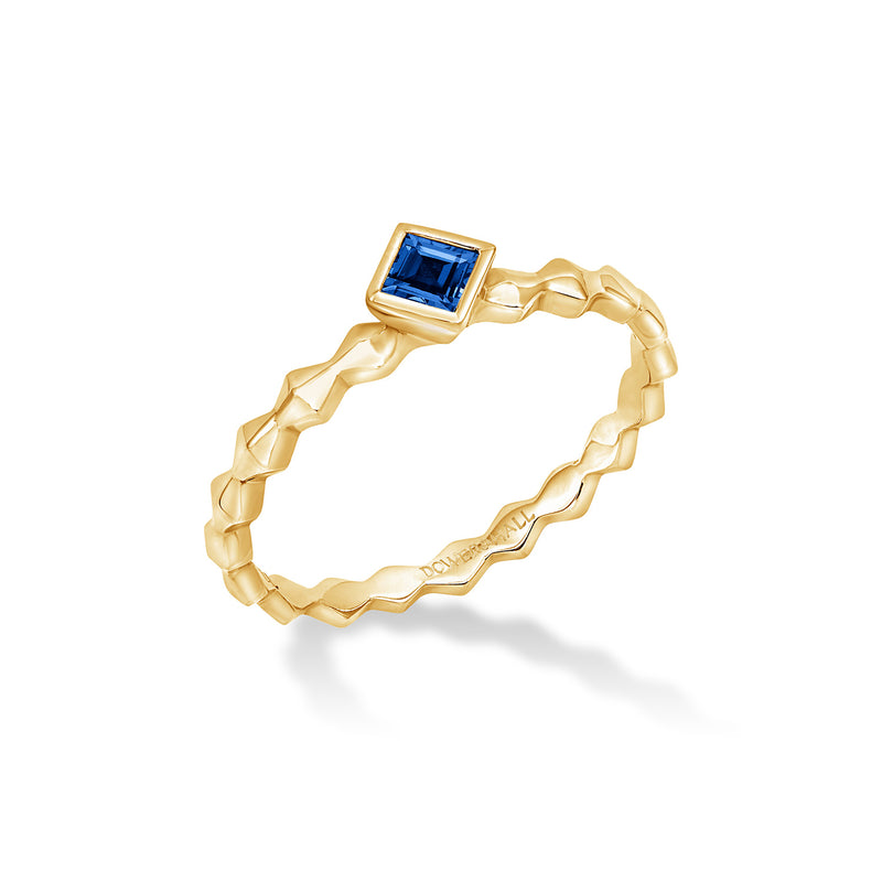 14k Brancusi Cube Sapphire Narrative Ring