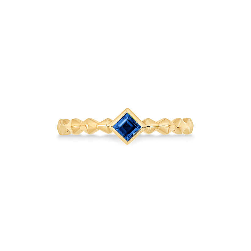 14k Brancusi Cube Sapphire Narrative Ring