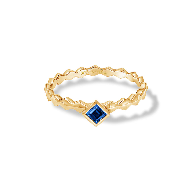 14k Brancusi Cube Sapphire Narrative Ring