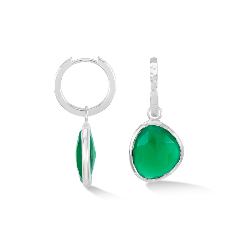    PEBE14-S-GREEN-Dower-and-Hall-Sterling-Silver-Green-Onyx-Pebble-Huggie-Hoops