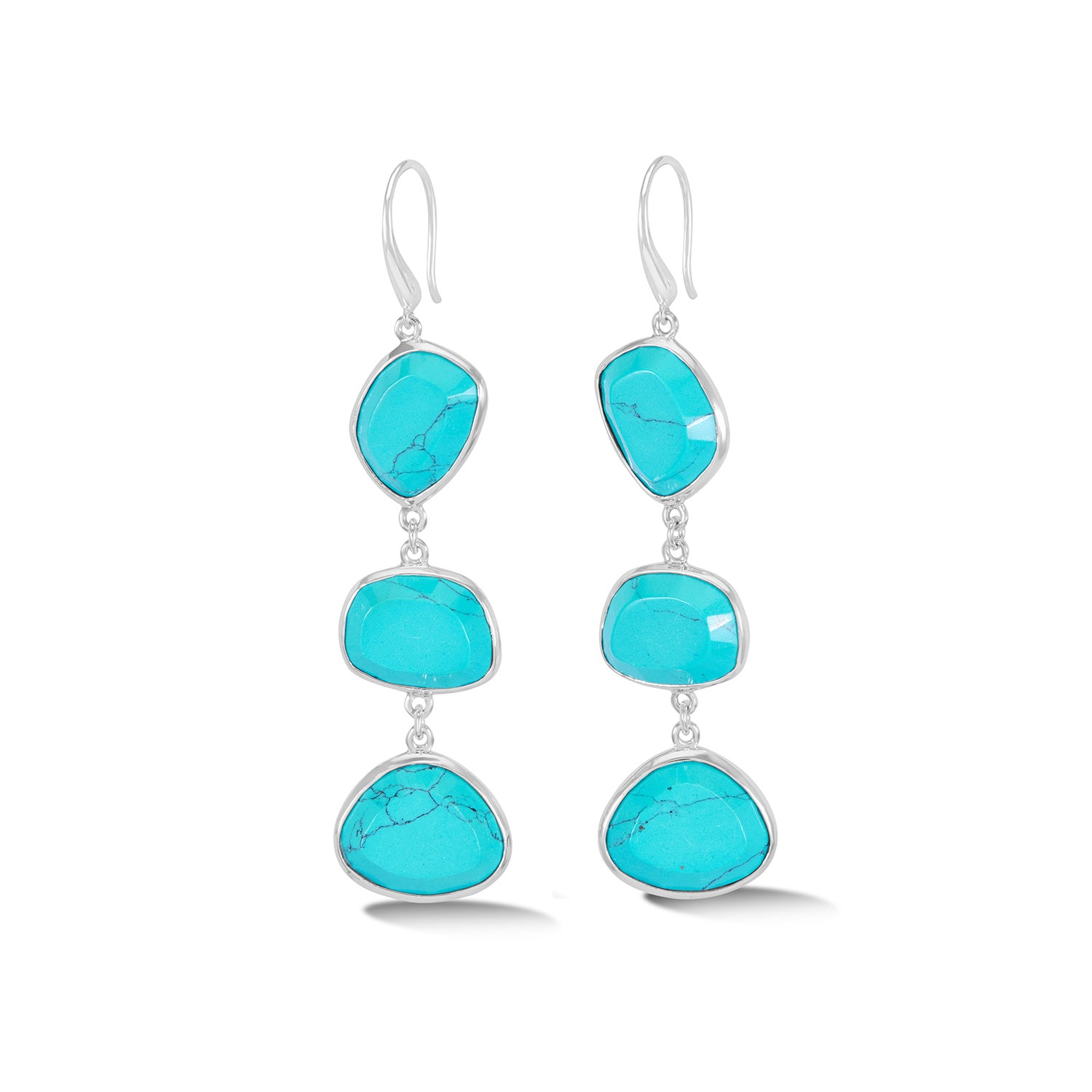 Long Turquoise Pebble Drop Earrings - Main Image