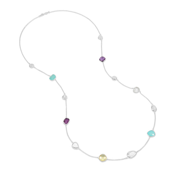     PEBN14-S-CANDY-Dower-and-Hall-Sterling-Silver-Candy-Gemstones-and-Pebbles-Long-Necklace