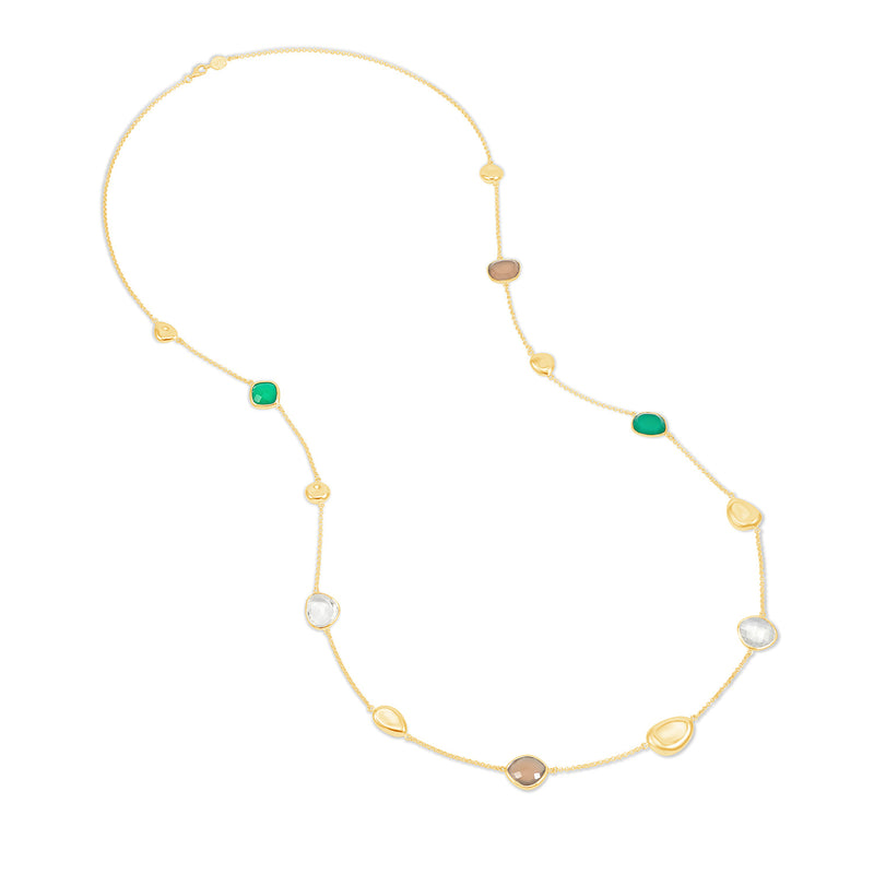 PEBN14-V-GREEN-Dower-and-Hall-Yellow-Gold-Vermeil-Green-Gemstones-and-Pebbles-Long-Necklace