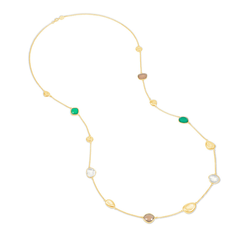 PEBN14-V-GREEN-Dower-and-Hall-Yellow-Gold-Vermeil-Green-Gemstones-and-Pebbles-Long-Necklace