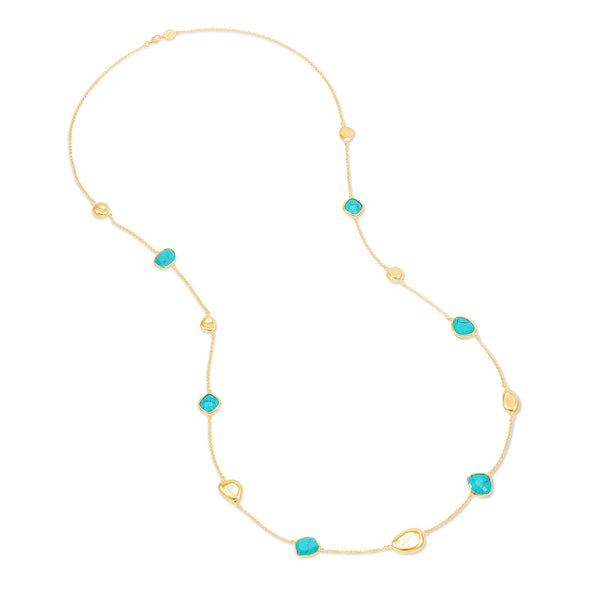 PEBN14-V-TURQ-Dower-and-Hall-Yellow-Gold-Vermeil-Turquoise-Gemstones-and-Pebbles-Long-Necklace
