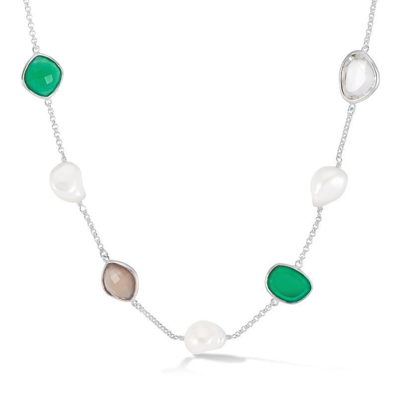     PEBN15-S-GREEN-Dower-and-Hall-Sterling-Silver-Green-Gemstone-and-Baroque-Pearl-Pebble-Necklace-1