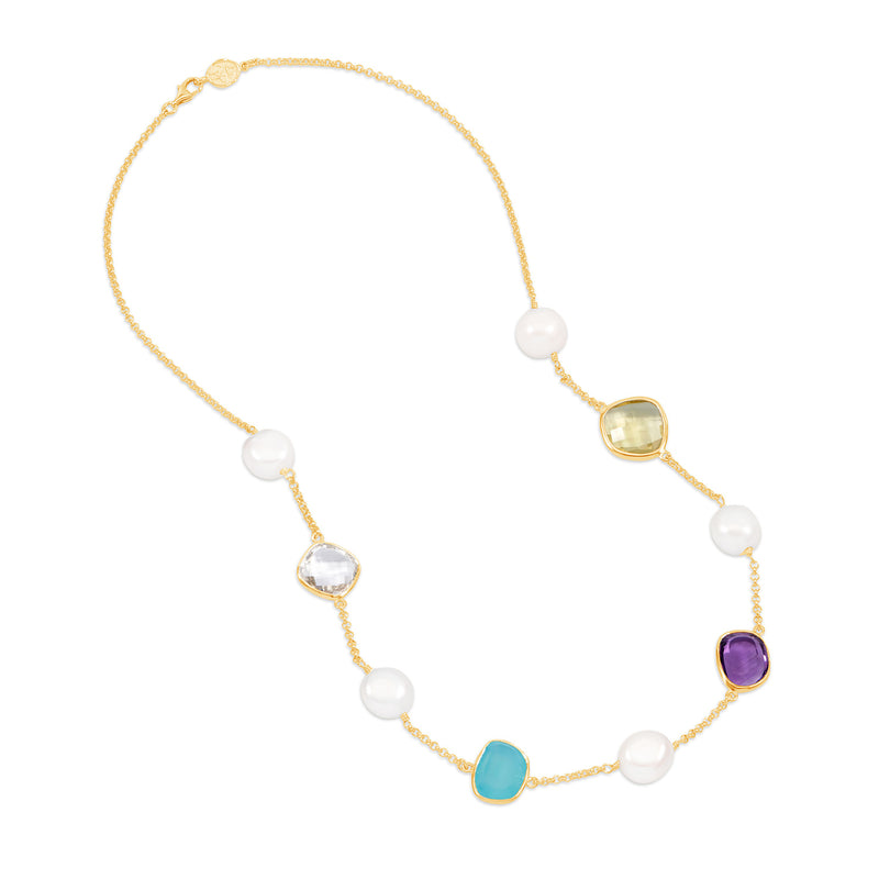     PEBN15-V-CANDY-Dower-and-Hall-Yellow-Gold-Vermeil-Candy-Gemstone-and-Baroque-Pearl-Pebble-Necklace
