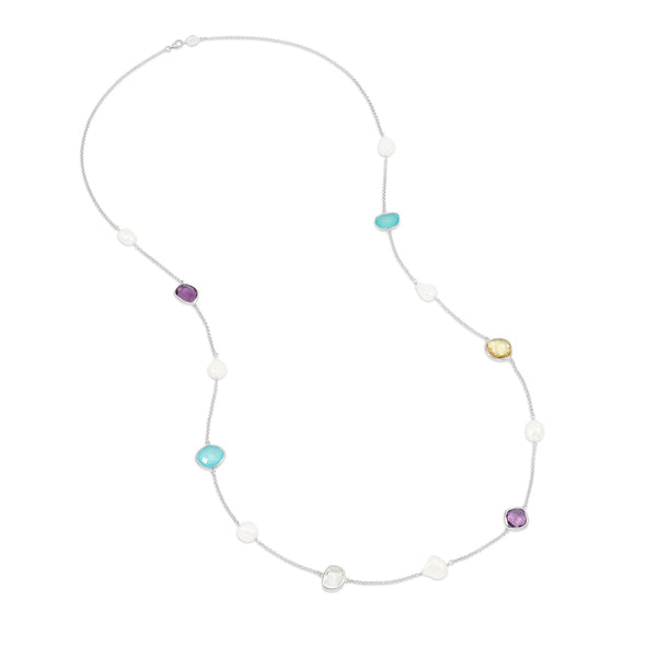    PEBN16-S-CANDY-Dower-and-Hall-Sterling-Silver-Long-Candy-Gemstone-and-Baroque-Pearl-Necklace