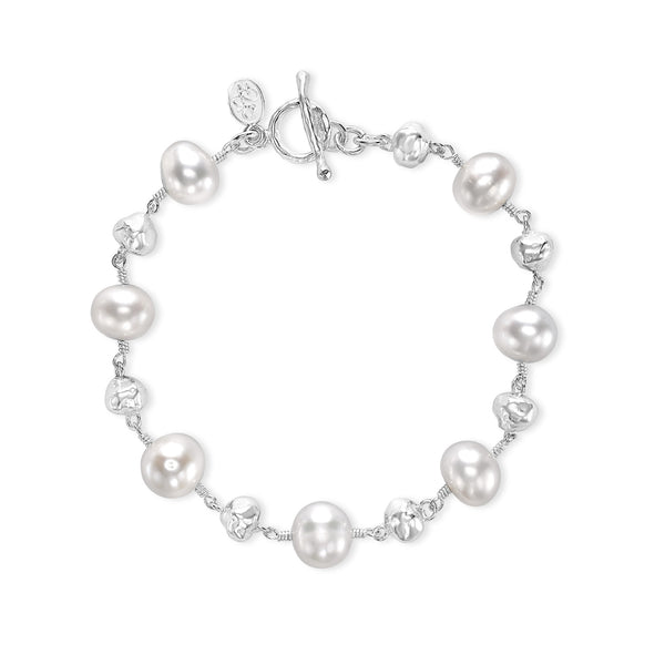 PLB26-S-WP-Dower-and-Hall-Sterling-Silver-Nugget-and-White-Freshwater-Pearl-Bracelet