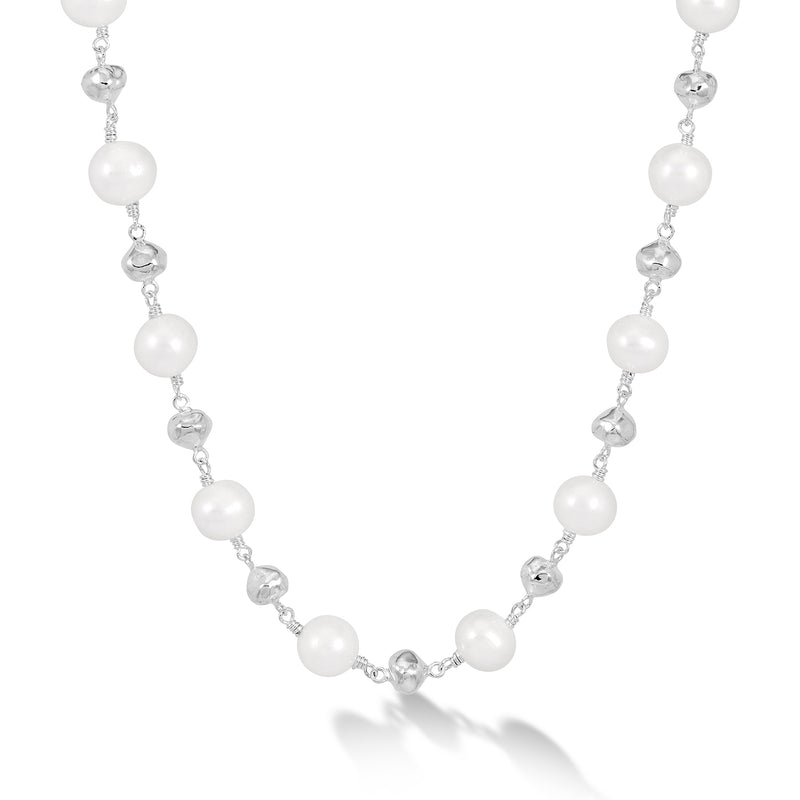 Nugget & White Freshwater Pearl Necklace