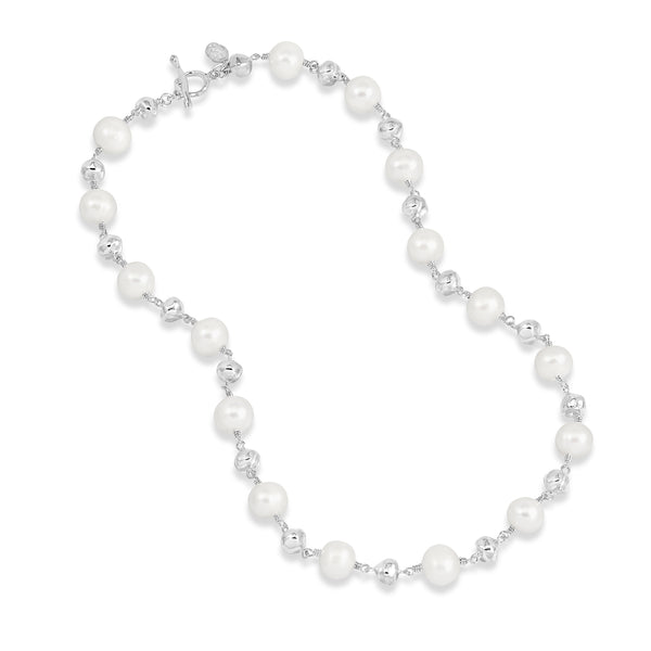 Nugget & White Freshwater Pearl Necklace