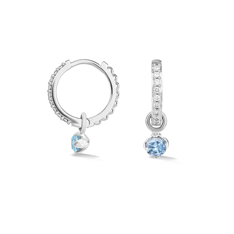 9k Diamond Hoops & Aquamarine Lotus Drops