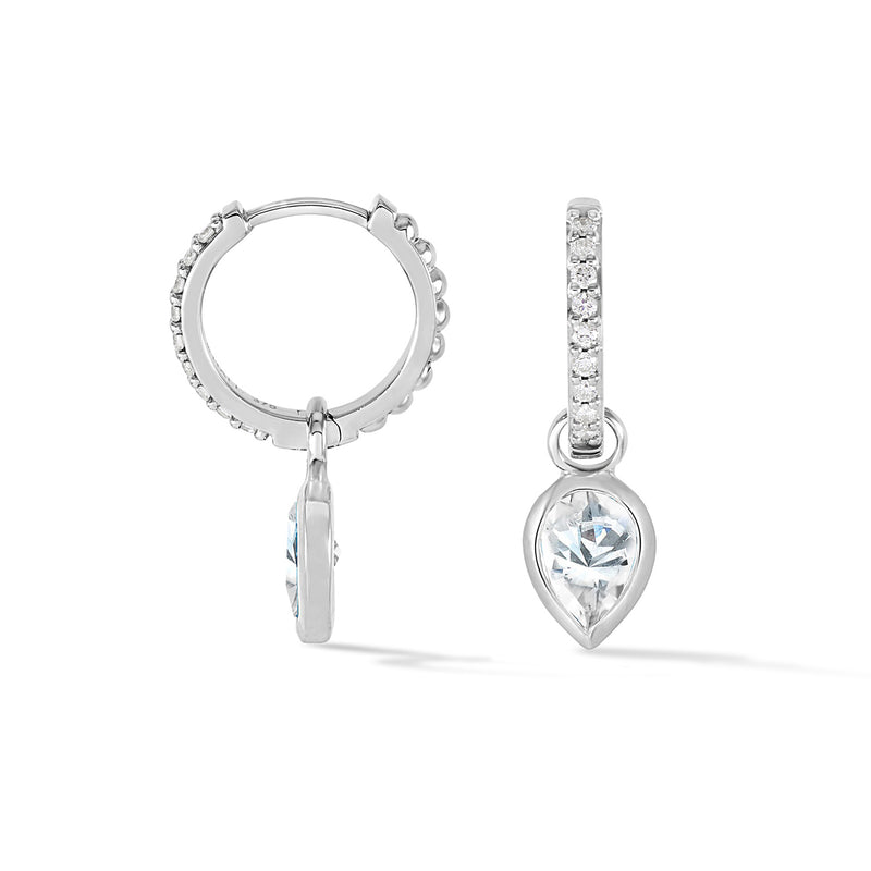 9k Diamond Stargazer Hoops with Diamond Tear Drops