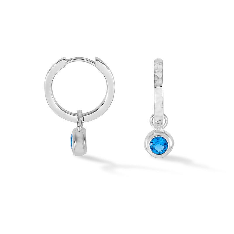 Cobalt Blue Hammered Huggie Hoops