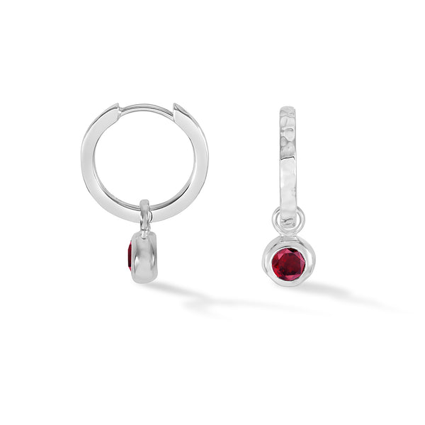 SCDE44-S-GAR-Dower-and-Hall-Sterling-Silver-Garnet-Hammered-Huggie-Hoops