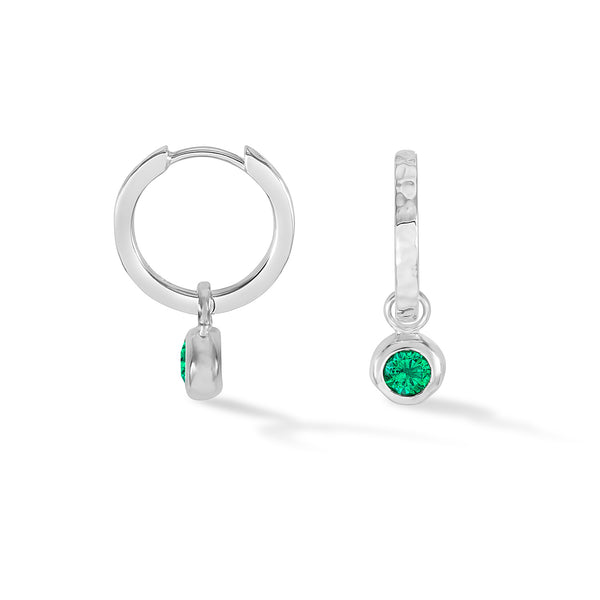 SCDE44-S-GG-Dower-and-Hall-Sterling-Silver-Green-Garnet-Hammered-Huggie-Hoops