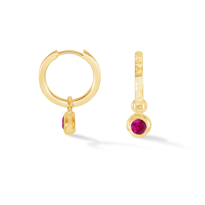 SCDE5-V-RUBY-Dower-and-Hall-Yellow-Gold-Vermeil-Ruby-Hammered-Huggie-Hoops