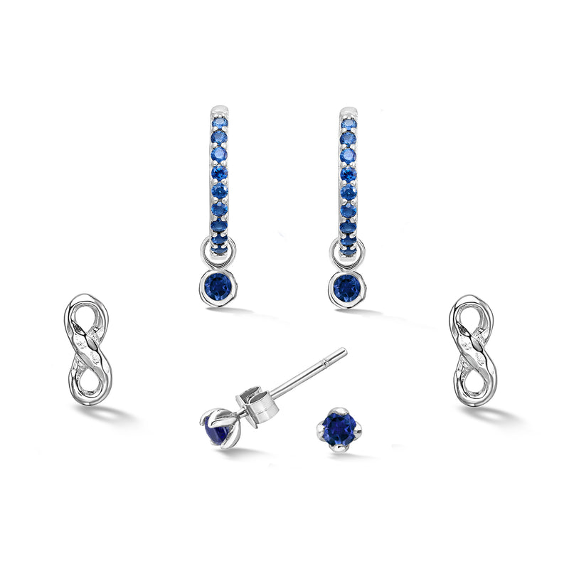 Infinity Blue Sapphire Earring Set