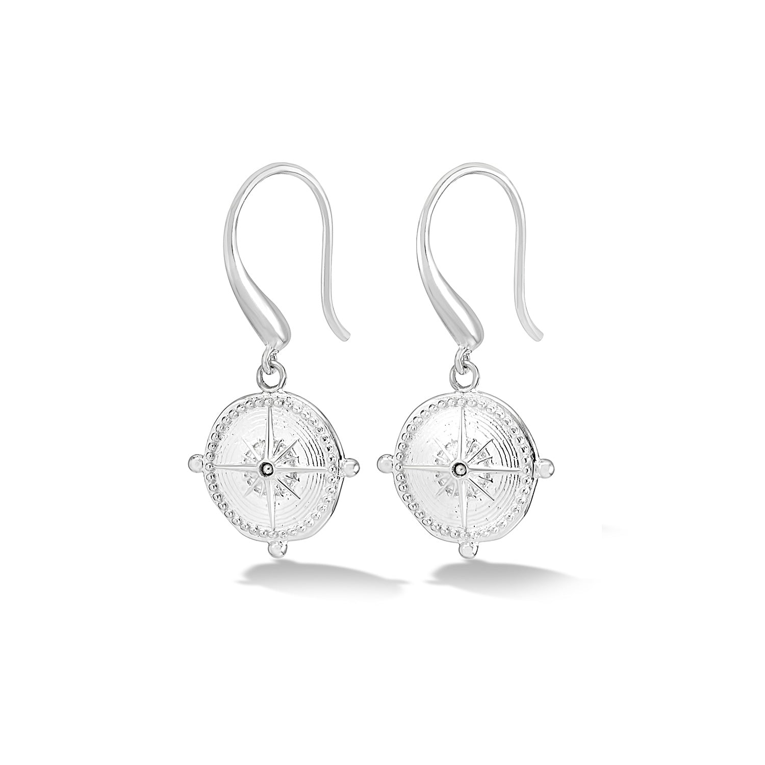 True North Talisman Drop Earrings in Sterling Silver or Gold Vermeil