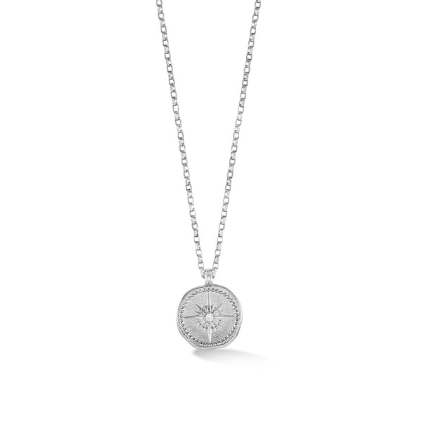 Men's 9k Gold Diamond True North Tiny Talisman Necklace