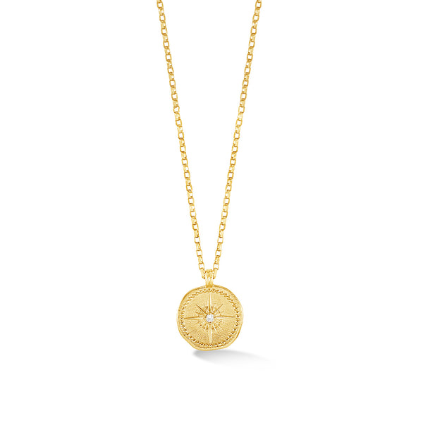 Men's 9k Gold Diamond True North Tiny Talisman Necklace