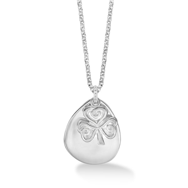 Men's Engravable Large Pebble & Clover Pendant