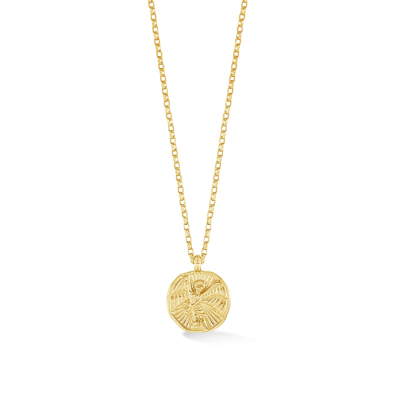 Men's 9k Gold St. Michael Tiny Talisman Necklace