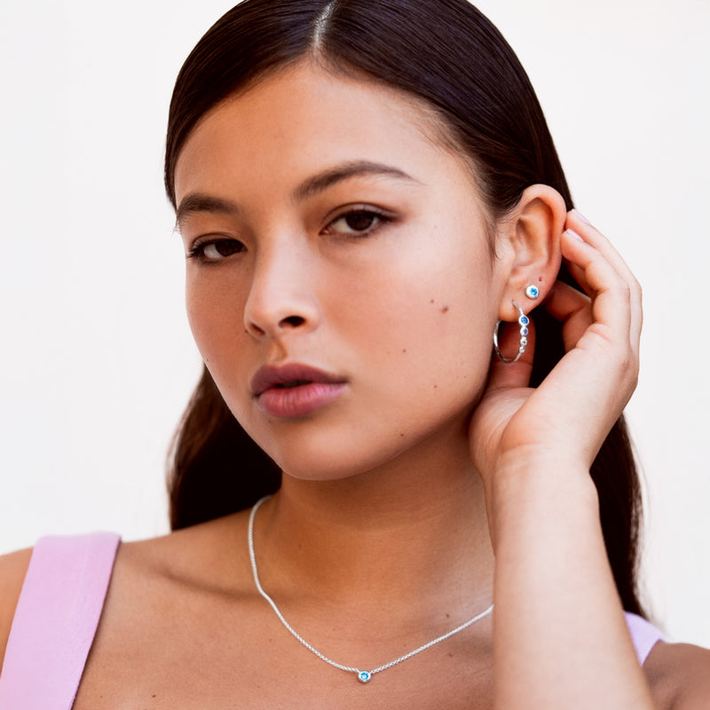 'Blues' Tutti Frutti Hoop Earrings