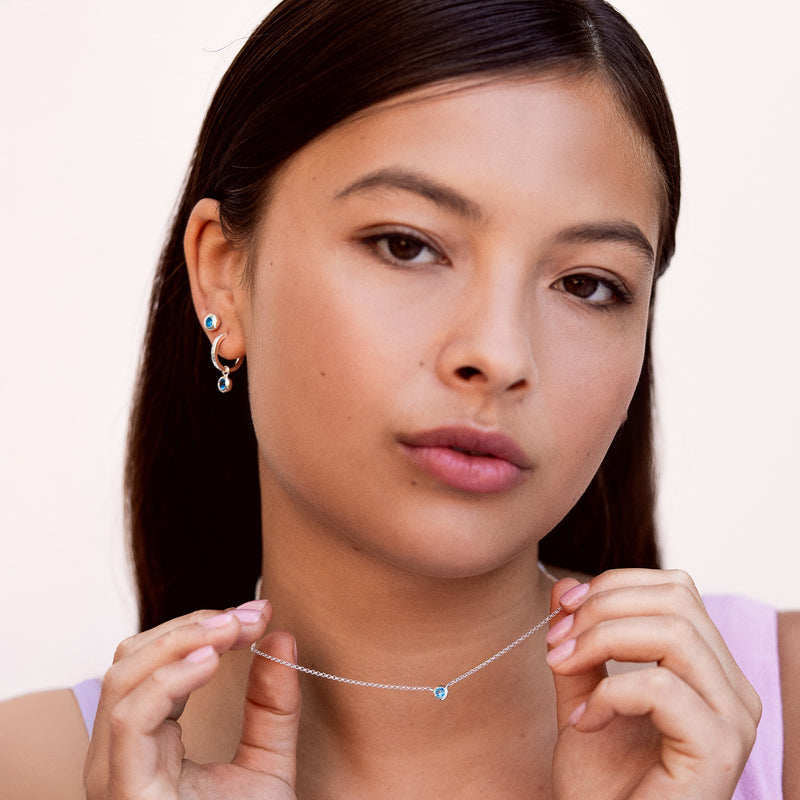 Cobalt Blue Hammered Huggie Hoops