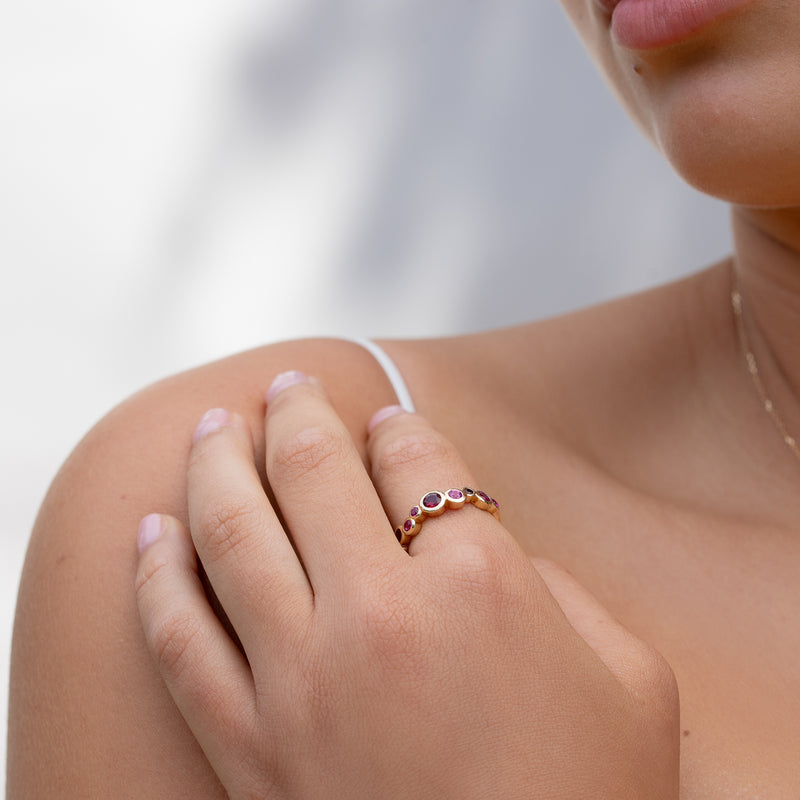 18k Ruby & Pink Sapphire Cascade Ring - 0.75ct