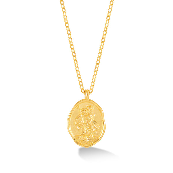 9k Gold Men's St. Christopher Talisman Necklace