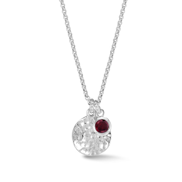 TSP42-S-GNT-Dower-and-Hall-Sterling-Silver-Hammered-Disc-and-5mm-Garnet-Array-Pendant