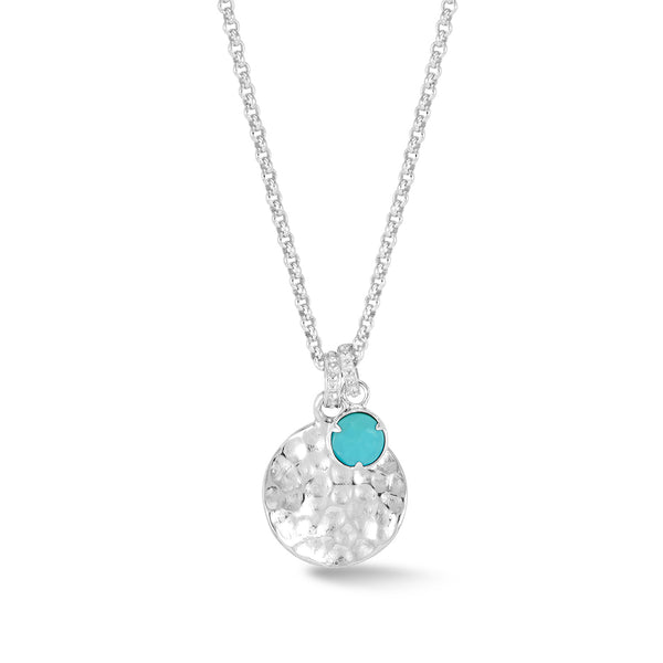 TSP42-S-TURQ-Dower-and-Hall-Sterling-Silver-Hammered-Disc-and-Turquoise-Array-Pendant