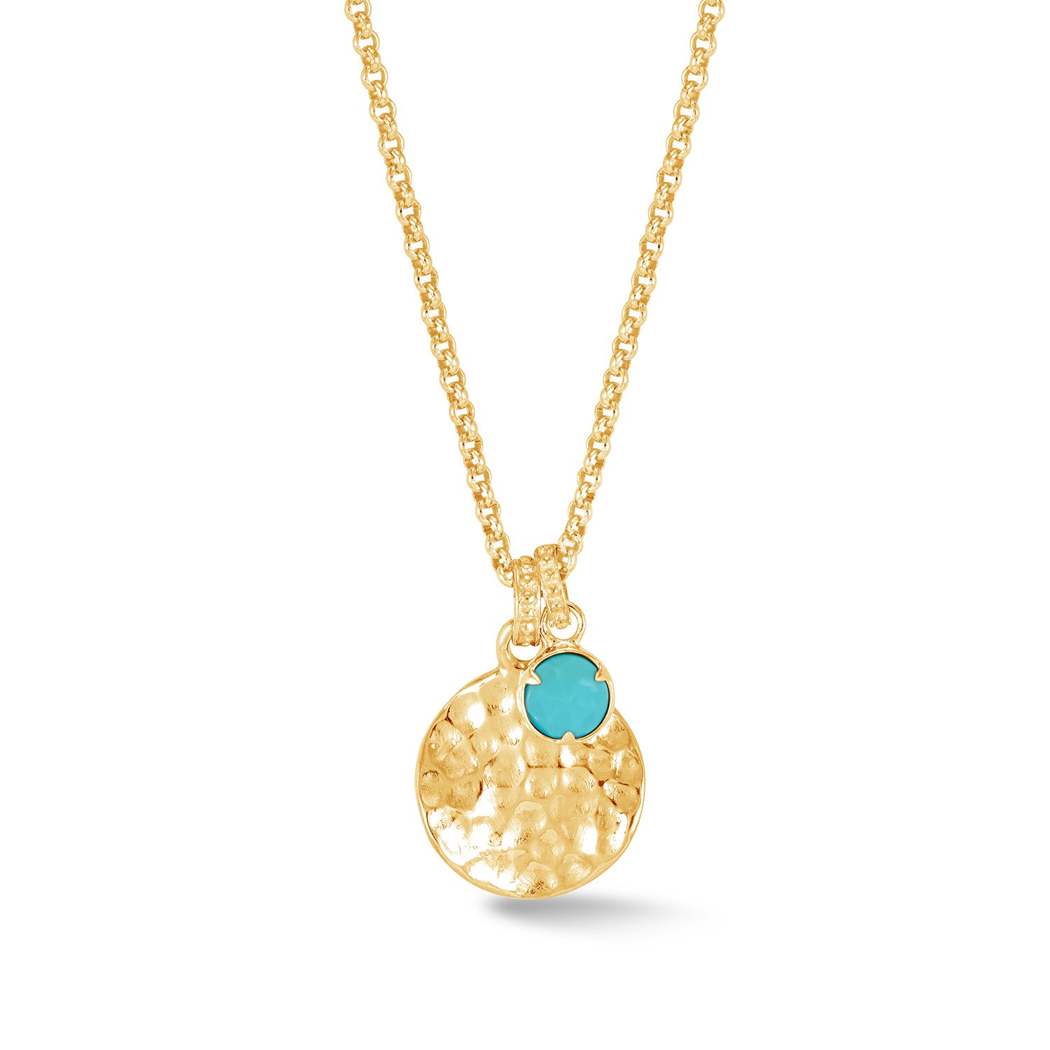 Hammered Disc Turquoise Array Pendant