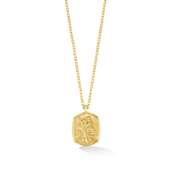 9k Gold St. Christopher Tiny Talisman Necklace