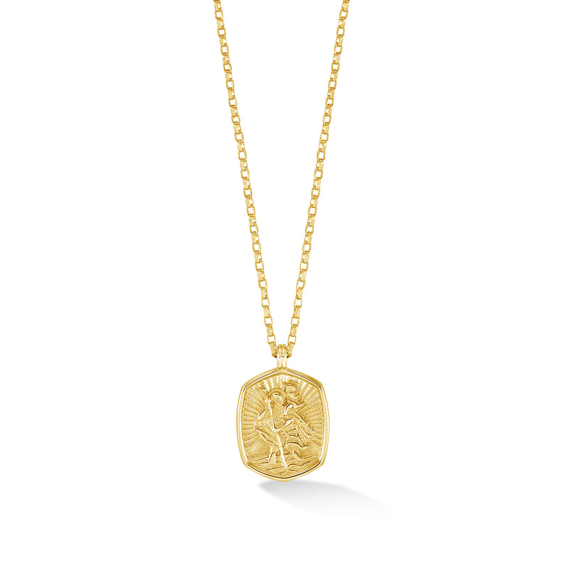 9k Gold St. Christopher Tiny Talisman Necklace
