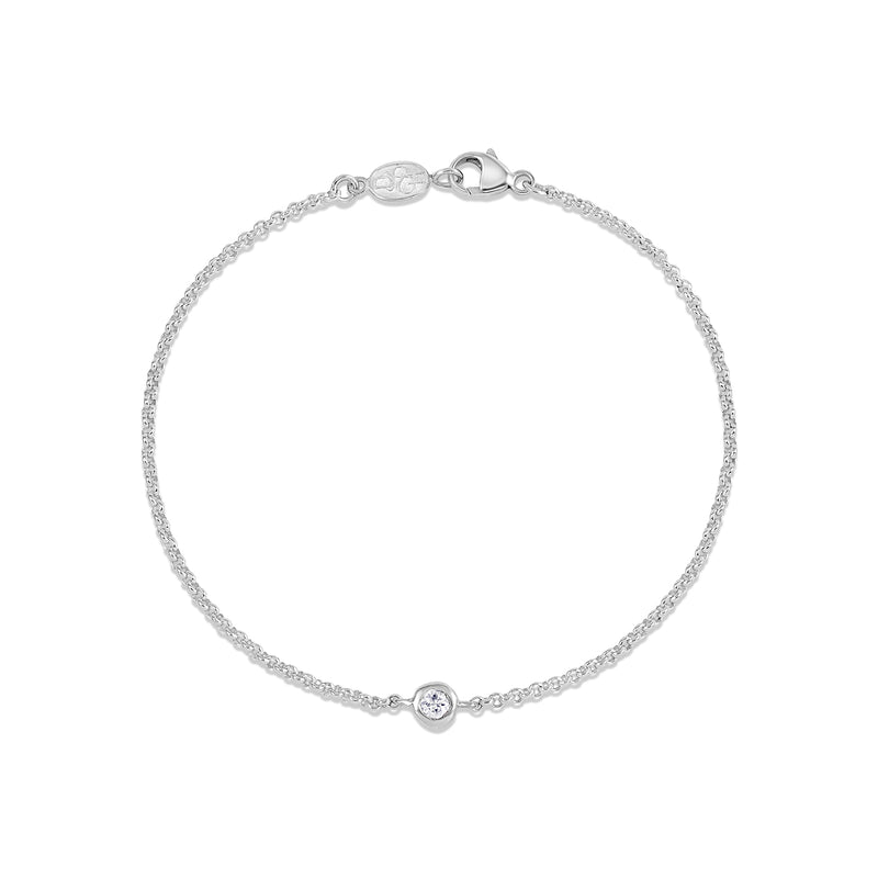     TWB3-S-WSAPP-Dower-and-Hall-Sterling-Silver-Single-White-Sapphire-Dewdrop-Chain-Bracelet