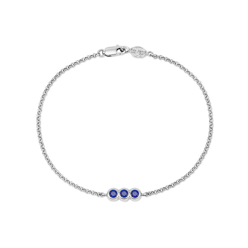TWB33-9W-SAPP-Dower-and-Hall-9k-White-Gold-Round-Trio-3mm-Sapphire-Dew-Chain-Bracelet